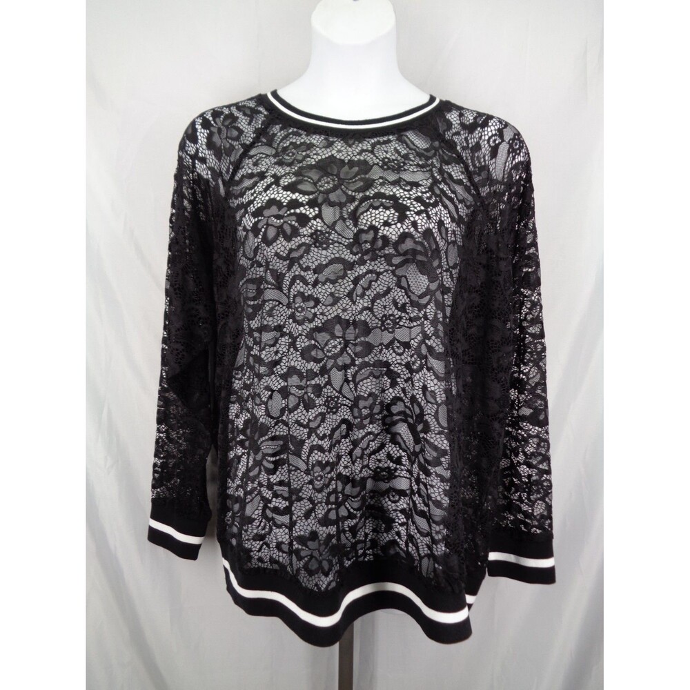 Torrid Black Stretch Lace Rib Trim Top Plus Size 3 (22-24) 3X New